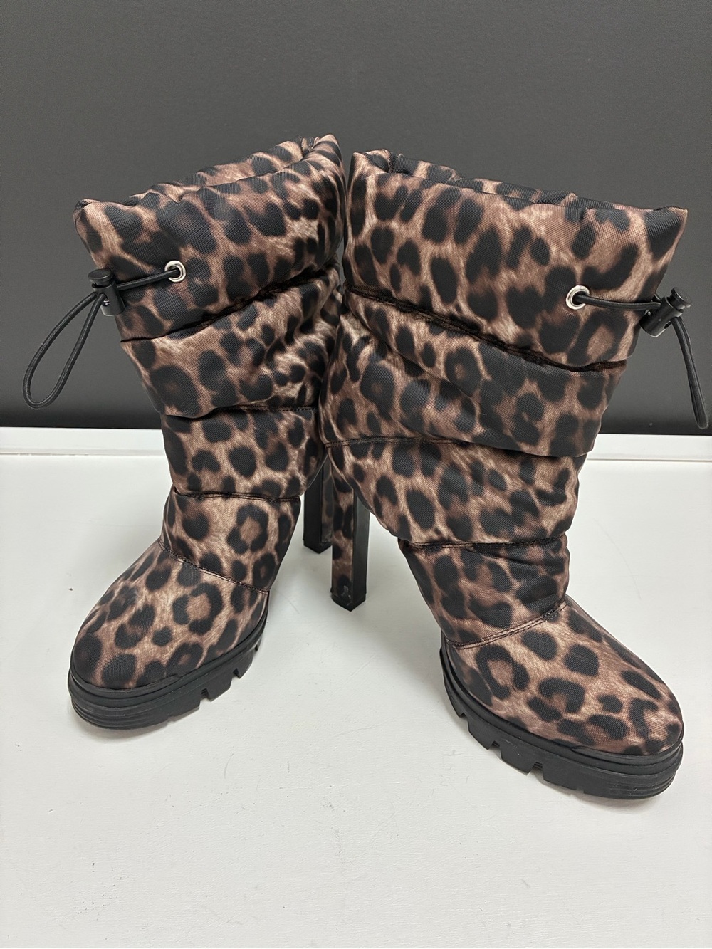 Guess Leopard Print Nylon Puff Booties